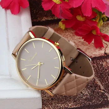 Simples de Moda feminina Casual relógio de pulso de Genebra Damas de couro Falso Relógio de Quartzo Elegante de senhoras relógios relógio montre femme
