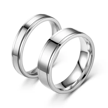 Simples e clássico Brilhante de Titânio de Aço de dois Anéis de Casamento, de Noivado, Anéis de Aço Inoxidável dos Homens e Mulheres Anéis e Jóias Presentes