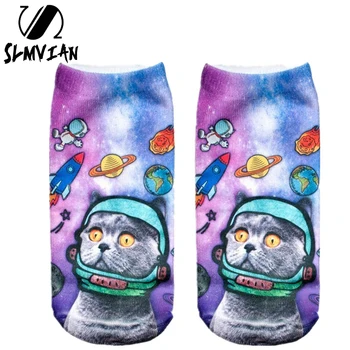 SLMVIAN3D impressão gato bonito formas animais para os homens e mulheres de meias meias de cores neutras para escolher a partir de uma variedade de corte baixo, meias