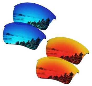 SmartVLT 2 Pares de Óculos Polarizados de Substituição de Lentes para Oakley Half Jacket 2.0 XL Azul Gelo e Fogo Vermelho