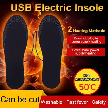 Unisex Inverno mais Quente de Pé USB de Carregamento Elétrico Aquecido, Palmilhas Para Sapatos Aquecimento Palmilha Botas Cuttable Recarregável Aquecedor de Almofadas