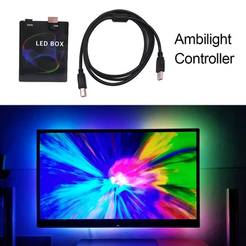 USB 5V Ambibox WS2812B SK6812 Luz Ambiente Controlador de LED Fita RGB Sonho Cor de Monitor de Computador PC TELEVISÃO de Ecrã Luzes