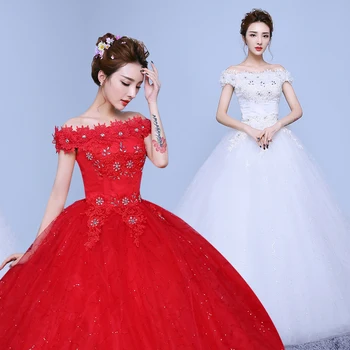 Vermelho Bola Branca Vestido Lace Vestido De Noiva De Noiva Plus Size Vestidos De Noiva Vestidos De Flor