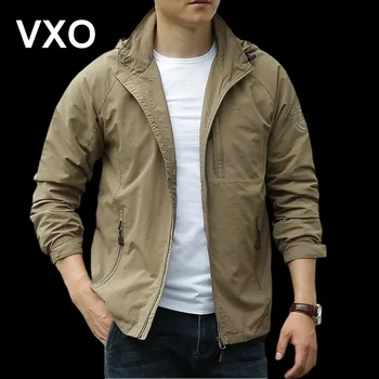 VXO Homens Camping Caminhadas ao ar livre Jaquetas Impermeáveis com Capuz Casaco Jaqueta Casual Táticas Militares Jaqueta Masculina Outwear Tops 6XL