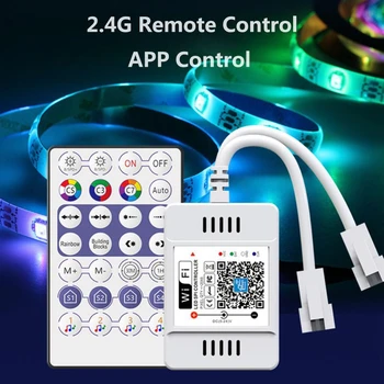 WS2812B Endereçável Pixel RGB LEVOU Luz Strip wi-FI/Remoto Magic Home Dupla Saída Alexa Inteligente de Voz, Controle de APLICATIVO KIT de Alimentação DC5V